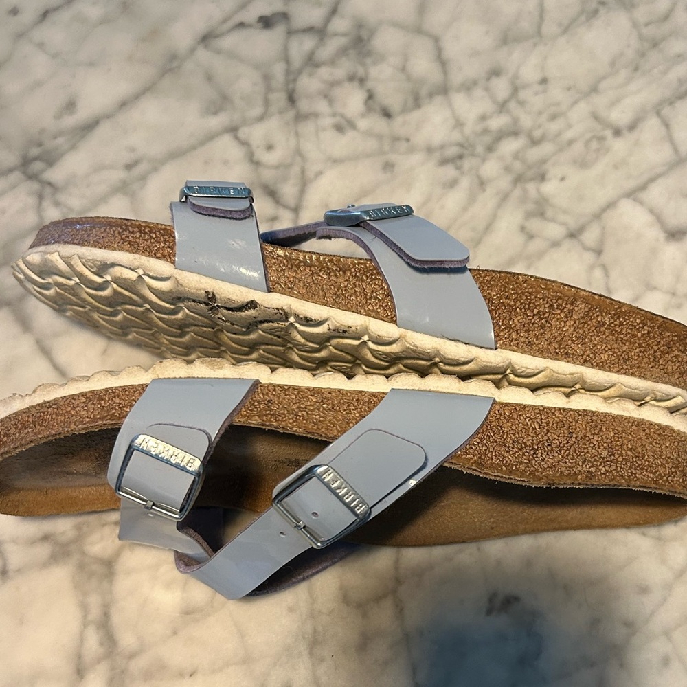 Birkenstock Light Blue Cross Strap Sandals - Picture 7 of 9